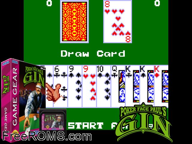 Poker Faced Paul's Gin Game Gear game showing 3D box cover and gameplay screenshot